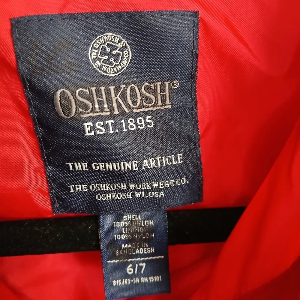 Osh Kosh Hooded Raincoat Windbreaker Pullover 6/7 Red Packable jacket